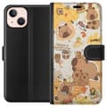 Miniatyrbild 1 av 3: Apple iPhone 13 Plånboksfodral Kawaii capybara mobilskal med gulliga djurmotiv