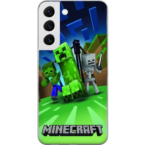 Samsung Galaxy S22 5G Läpinäkyvä kuori Minecraft Creeper mobilskal i klassisk grön pixelstil