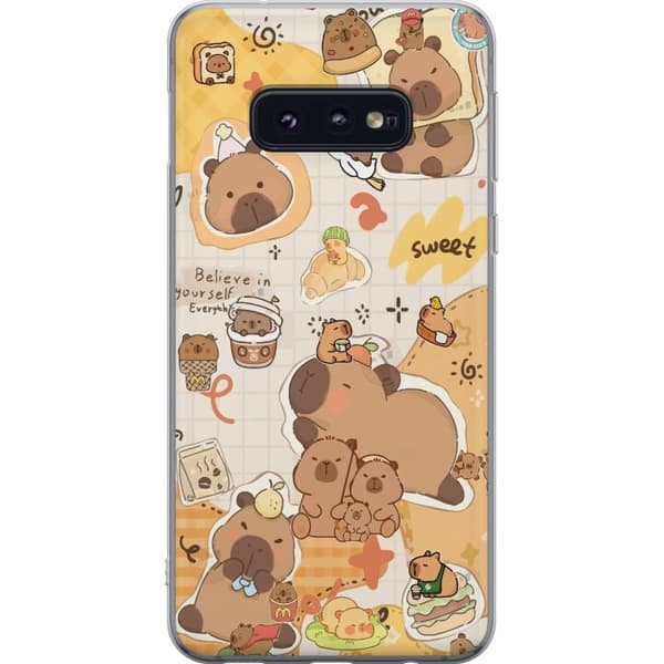 Samsung Galaxy S10e Gennemsigtig cover Kawaii capybara mobilskal med gulliga djurmotiv