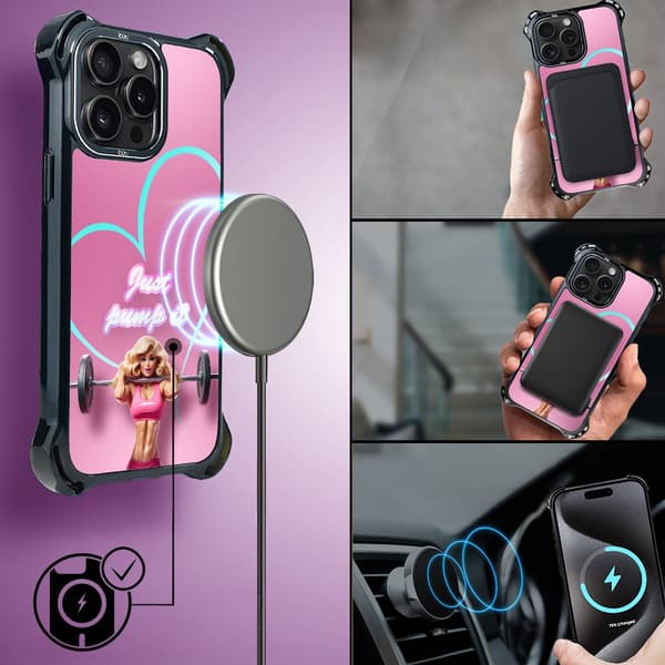 Etui til iPhone 15 Pro IBIZU DropGuard Ultra med MagSafe, #Move, Pump it love