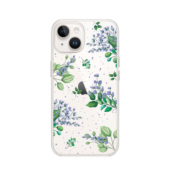 iPhone 13 Mini Cover Transparent Silikone Flexi Lilla Blomster