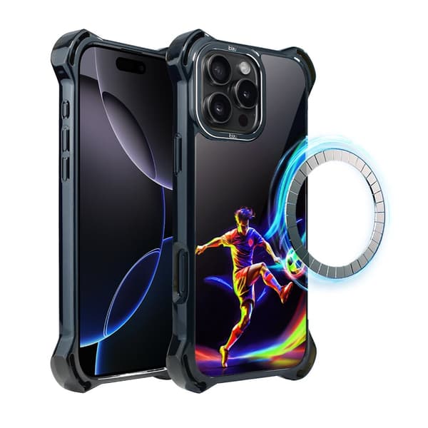 iPhone 16 Pro-cover IBIZU DropGuard Ultra med MagSafe, #ElectroMove, i fodboldens rytme