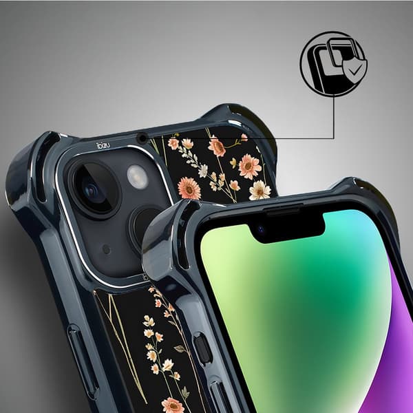 iPhone 14 IBIZU DropGuard Ultra-cover med MagSafe, Pastel Bloom, Midnight Garden