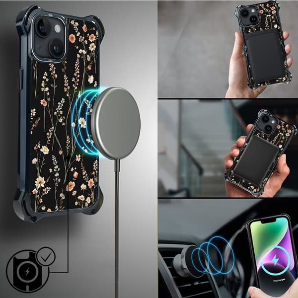 iPhone 14 IBIZU DropGuard Ultra-cover med MagSafe, Pastel Bloom, Midnight Garden