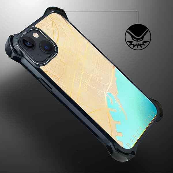 IBIZU DropGuard Ultra-skal för iPhone 13 med MagSafe, världskartor, Barcelona