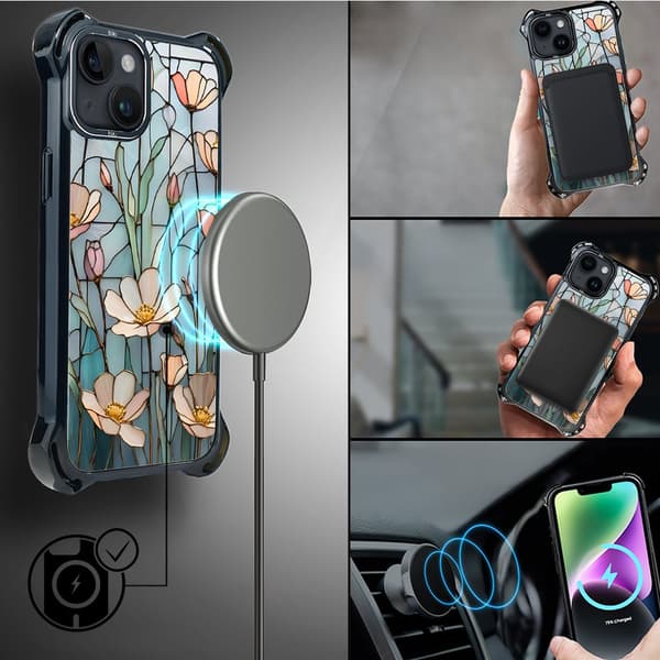 iPhone 14 Plus-skal IBIZU DropGuard Ultra med MagSafe, Glass Colors, Wildflower Whisper