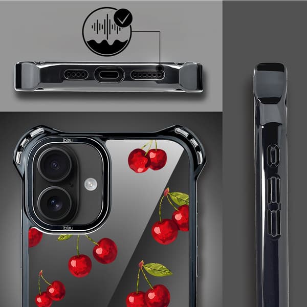 iPhone 16 Plus IBIZU DropGuard Ultra-cover med MagSafe, Midnight, Cherry Night
