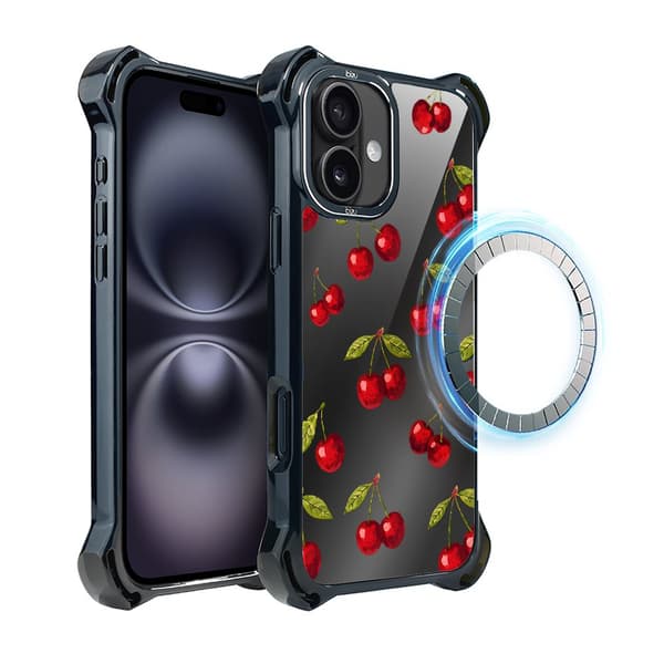 iPhone 16 Plus IBIZU DropGuard Ultra-cover med MagSafe, Midnight, Cherry Night