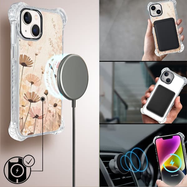 iPhone 14 Plus IBIZU DropGuard Ultra-skal med MagSafe, Boho, Blomsteräng