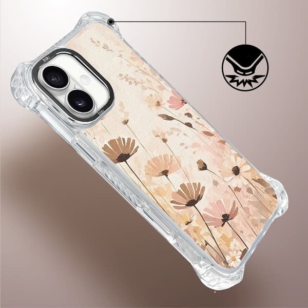 iPhone 16 IBIZU DropGuard Ultra-cover med MagSafe, Boho, Blomstereng