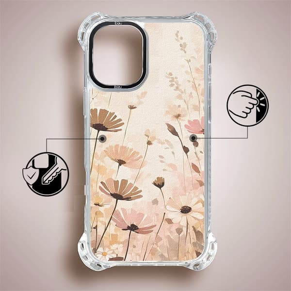 iPhone 16 IBIZU DropGuard Ultra-cover med MagSafe, Boho, Blomstereng
