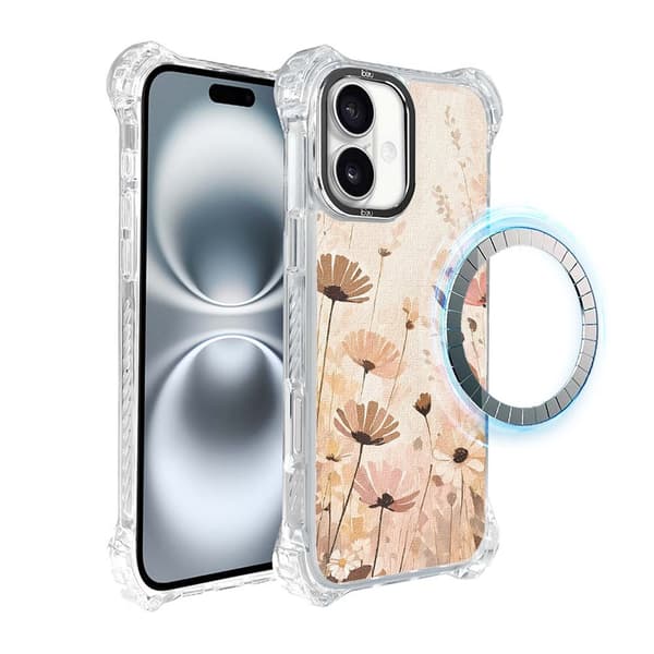 iPhone 16 IBIZU DropGuard Ultra-cover med MagSafe, Boho, Blomstereng