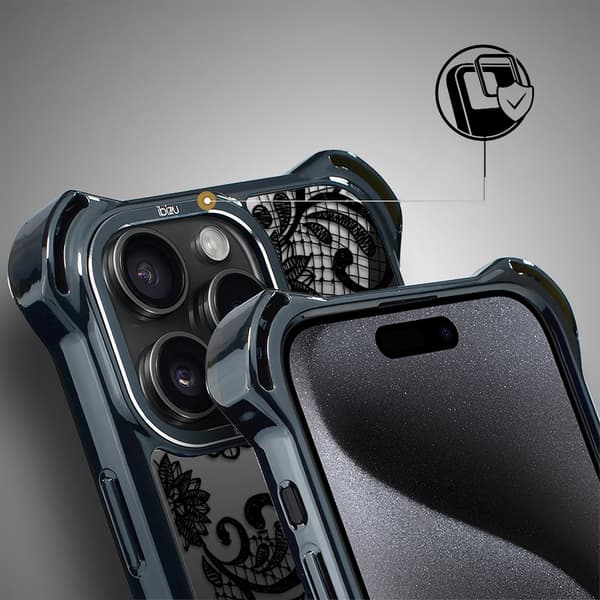 iPhone 15 Pro cover IBIZU DropGuard Ultra med MagSafe, midnat, blondesort