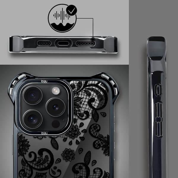 iPhone 15 Pro cover IBIZU DropGuard Ultra med MagSafe, midnat, blondesort