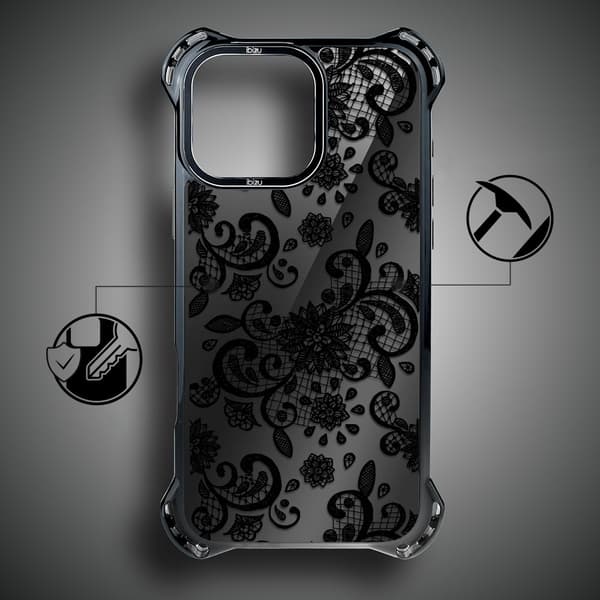 iPhone 15 Pro cover IBIZU DropGuard Ultra med MagSafe, midnat, blondesort