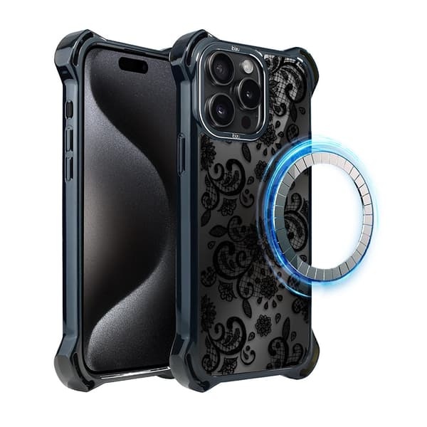 iPhone 15 Pro cover IBIZU DropGuard Ultra med MagSafe, midnat, blondesort