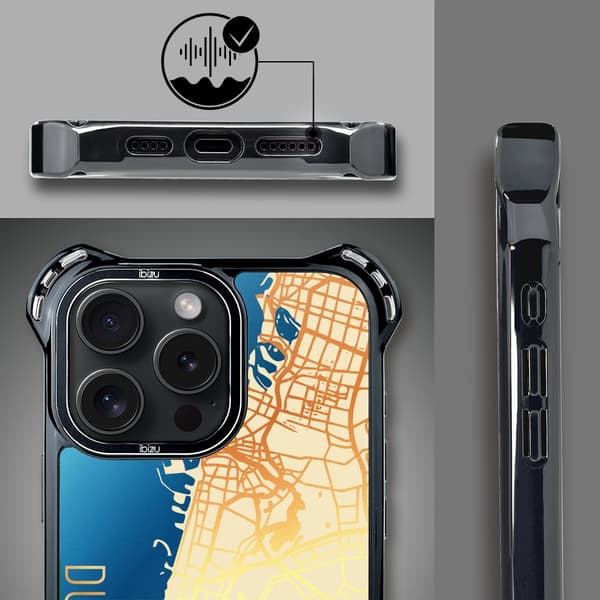 Fodral till iPhone 14 Pro Max IBIZU DropGuard Ultra med MagSafe, Världskartor, Dubai