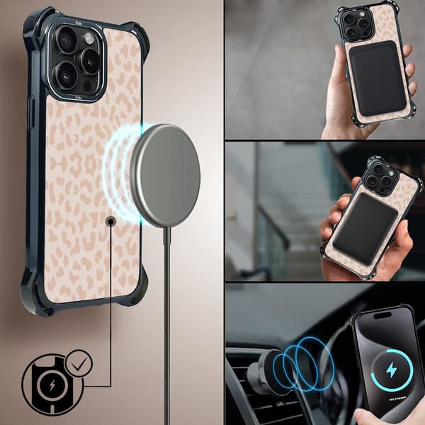 iPhone 15 Pro Max IBIZU DropGuard Ultra-skal med MagSafe, Boho, Delikat leopardmönster