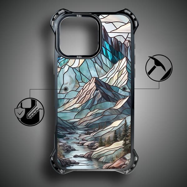iPhone 14 Pro-cover IBIZU DropGuard Ultra med MagSafe, Glass Colors, Mountain Stream
