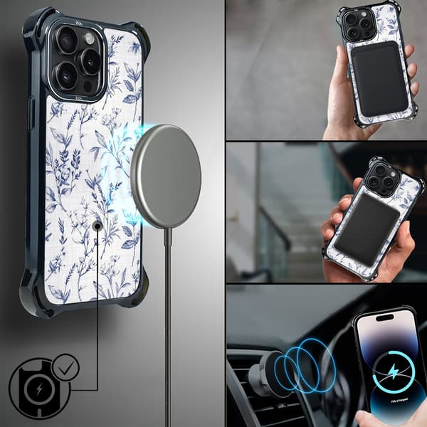 iPhone 14 Pro Max IBIZU DropGuard Ultra-skal med MagSafe, Pastel Bloom, Azure Whispers