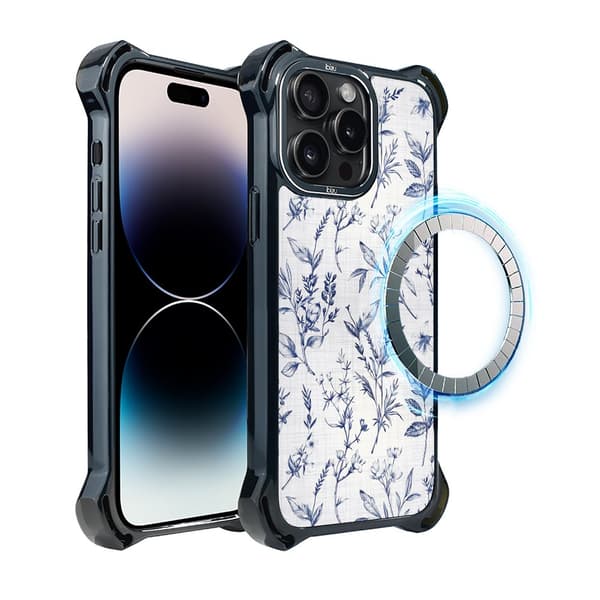 iPhone 14 Pro Max IBIZU DropGuard Ultra-skal med MagSafe, Pastel Bloom, Azure Whispers