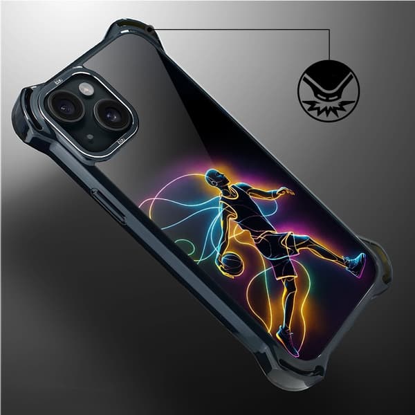 iPhone 15-fodral IBIZU DropGuard Ultra med MagSafe, #ElectroMove, Basketball Spirit