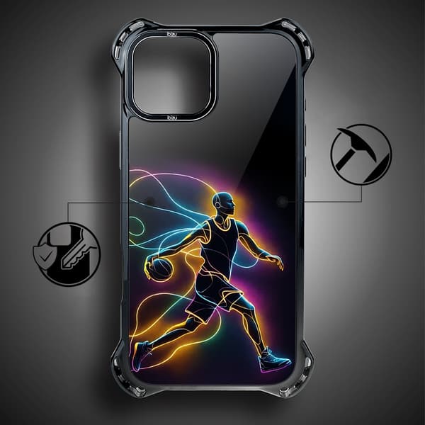 iPhone 15-fodral IBIZU DropGuard Ultra med MagSafe, #ElectroMove, Basketball Spirit