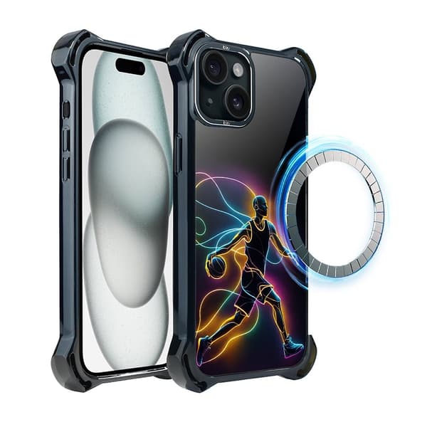 iPhone 15-fodral IBIZU DropGuard Ultra med MagSafe, #ElectroMove, Basketball Spirit