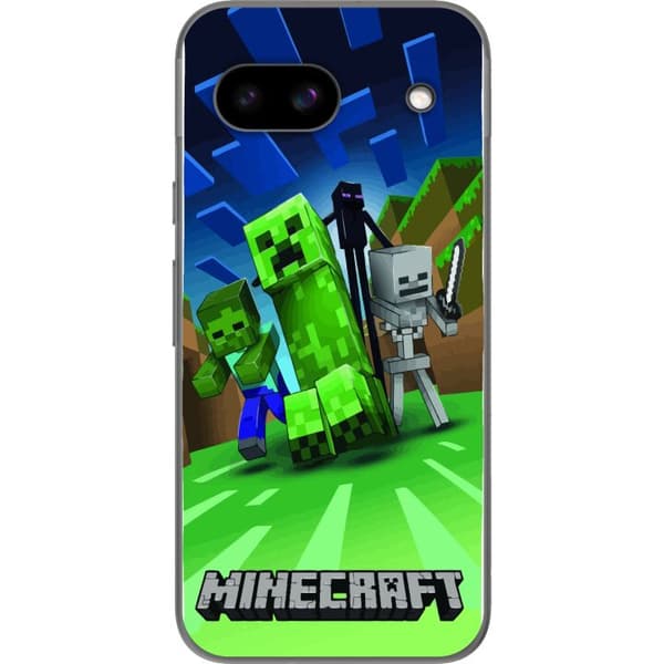 Google Pixel 8a Genomskinligt Skal Minecraft Creeper mobilskal i klassisk grön pixelstil
