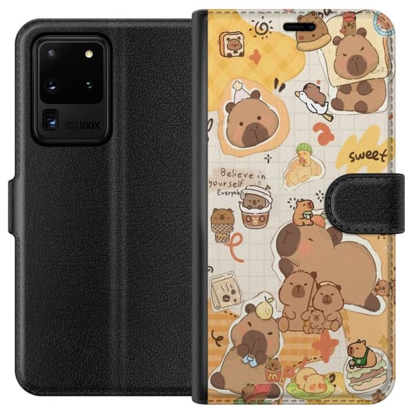 Samsung Galaxy S20 Ultra Lommeboketui Kawaii capybara mobilskal med gulliga djurmotiv