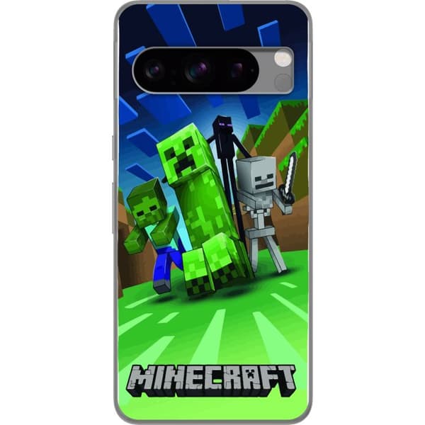 Google Pixel 8 Pro Genomskinligt Skal Minecraft Creeper mobilskal i klassisk grön pixelstil