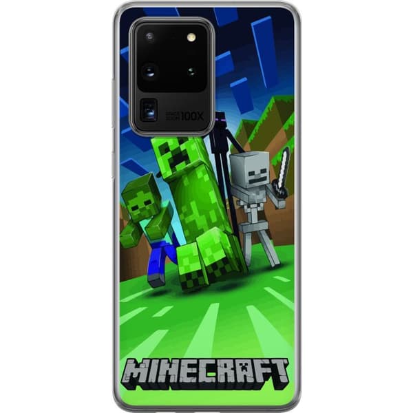 Samsung Galaxy S20 Ultra Gjennomsiktig deksel Minecraft Creeper mobilskal i klassisk grön pixelstil