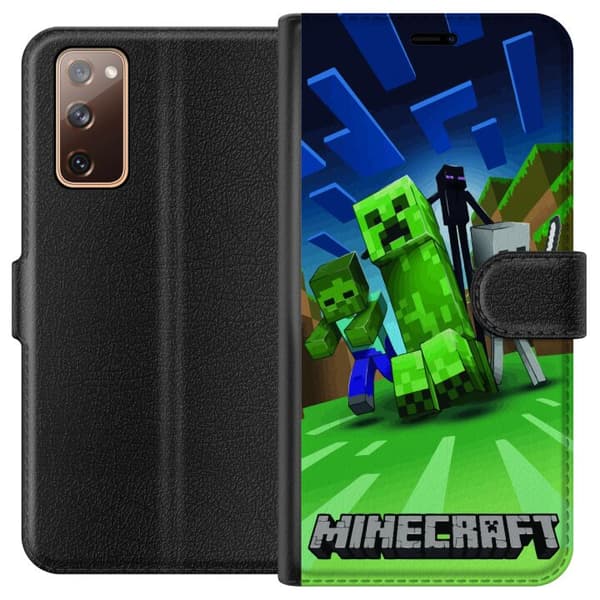 Samsung Galaxy S20 FE Lommeboketui Minecraft Creeper mobilskal i klassisk grön pixelstil