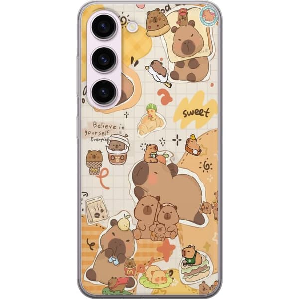 Samsung Galaxy S23 Genomskinligt Skal Kawaii capybara mobilskal med gulliga djurmotiv