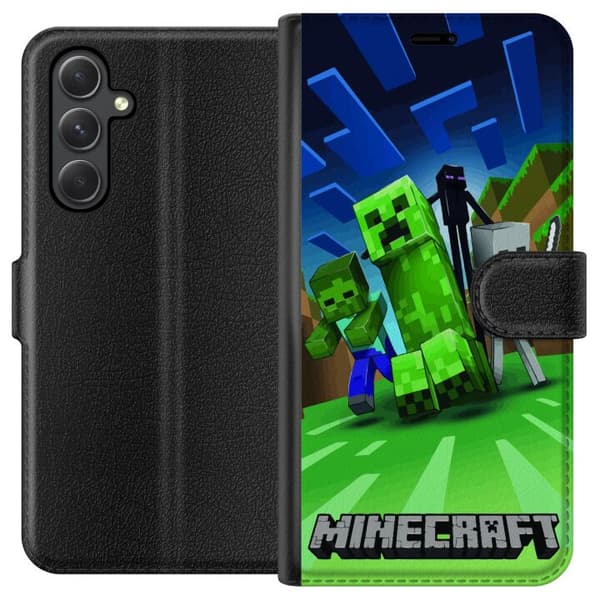 Samsung Galaxy A05s Plånboksfodral Minecraft Creeper mobilskal i klassisk grön pixelstil
