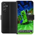 Miniatyrbild 1 av 3: Samsung Galaxy A05s Plånboksfodral Minecraft Creeper mobilskal i klassisk grön pixelstil