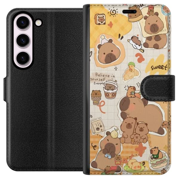 Samsung Galaxy S23 Plånboksfodral Kawaii capybara mobilskal med gulliga djurmotiv