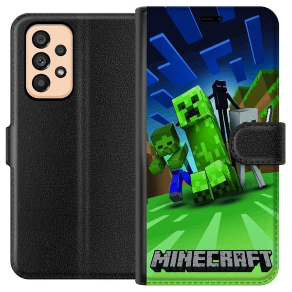 Samsung Galaxy A53 5G Tegnebogsetui Minecraft Creeper mobilskal i klassisk grön pixelstil