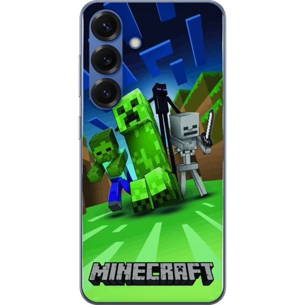 Samsung Galaxy S25+ Genomskinligt Skal Minecraft Creeper mobilskal i klassisk grön pixelstil