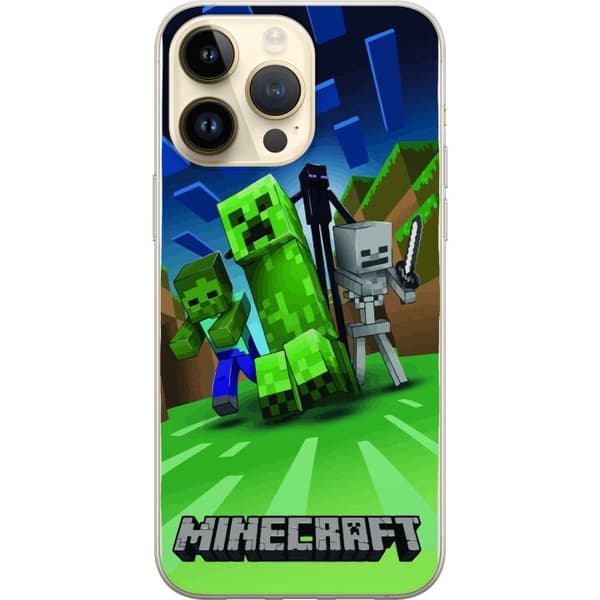 Apple iPhone 15 Pro Max Genomskinligt Skal Minecraft Creeper mobilskal i klassisk grön pixelstil