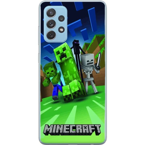 Samsung Galaxy A52 5G Gjennomsiktig deksel Minecraft Creeper mobilskal i klassisk grön pixelstil