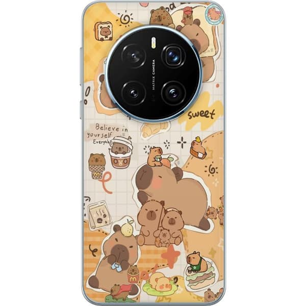 Honor Magic7 Pro Genomskinligt Skal Kawaii capybara mobilskal med gulliga djurmotiv