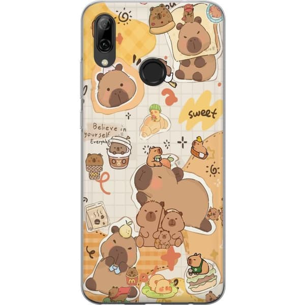 Huawei P smart 2019 Gennemsigtig cover Kawaii capybara mobilskal med gulliga djurmotiv