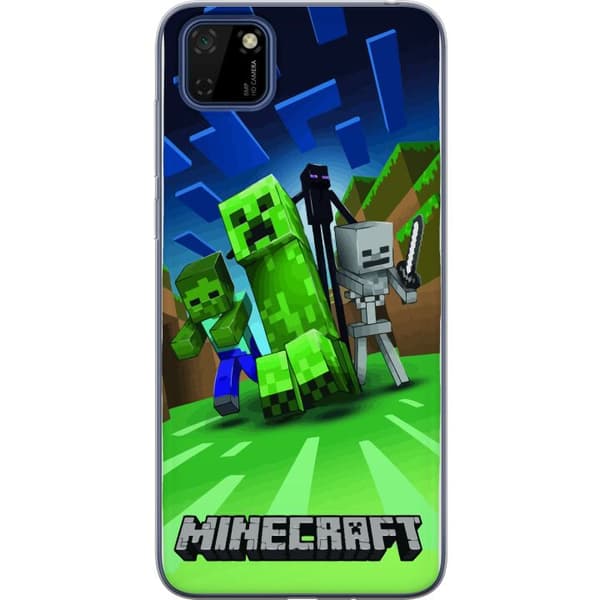 Huawei Y5p Gennemsigtig cover Minecraft Creeper mobilskal i klassisk grön pixelstil