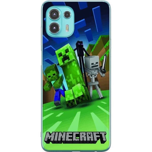 Motorola Edge 20 Lite Gennemsigtig cover Minecraft Creeper mobilskal i klassisk grön pixelstil