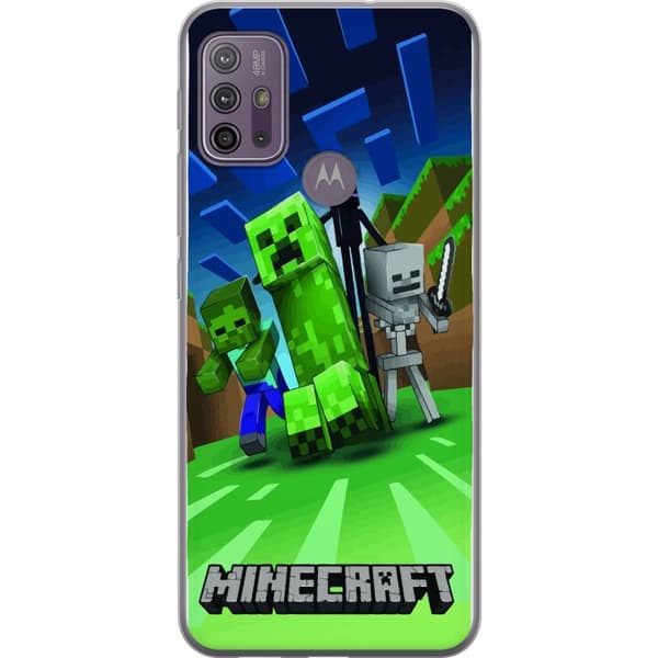 Motorola Moto G10 Genomskinligt Skal Minecraft Creeper mobilskal i klassisk grön pixelstil