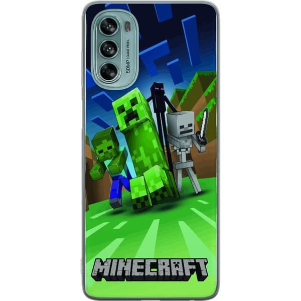 Motorola Moto G62 5G Genomskinligt Skal Minecraft Creeper mobilskal i klassisk grön pixelstil