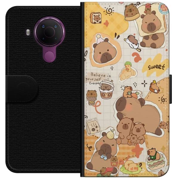 Nokia 5.4 Plånboksfodral Kawaii capybara mobilskal med gulliga djurmotiv