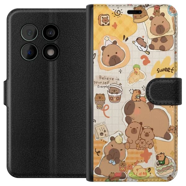 OnePlus 10 Pro Lommeboketui Kawaii capybara mobilskal med gulliga djurmotiv