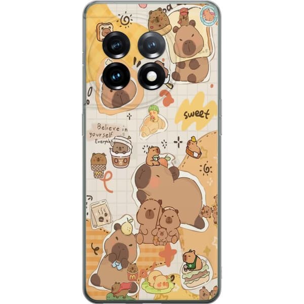 OnePlus 11 Genomskinligt Skal Kawaii capybara mobilskal med gulliga djurmotiv